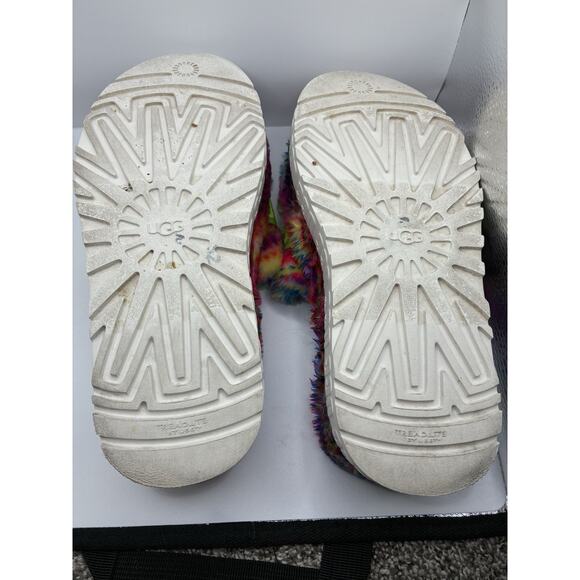 UGG Slippers WOMEN’S FLUFFITA PIXELATE SLIDE SANDAL Tye Dye Rainbow: Size 6 - Picture 4 of 4